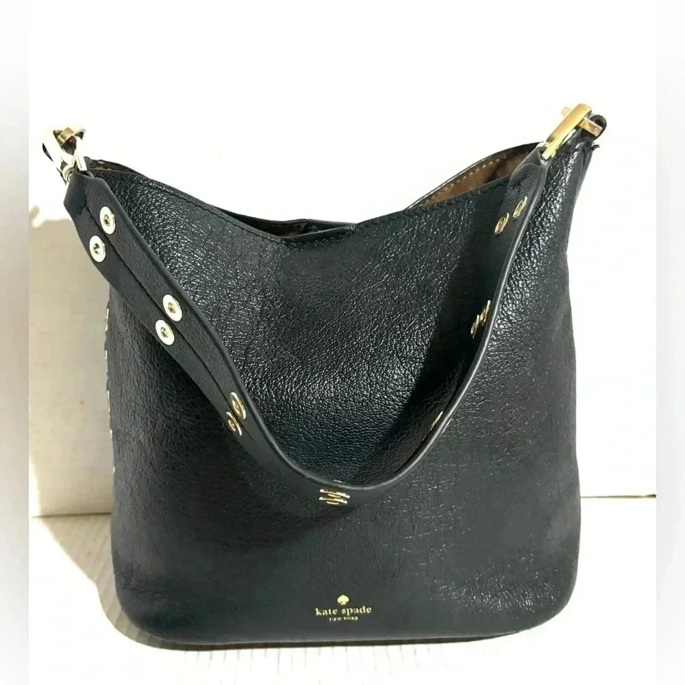 Kate spade black leather shoulder handbag